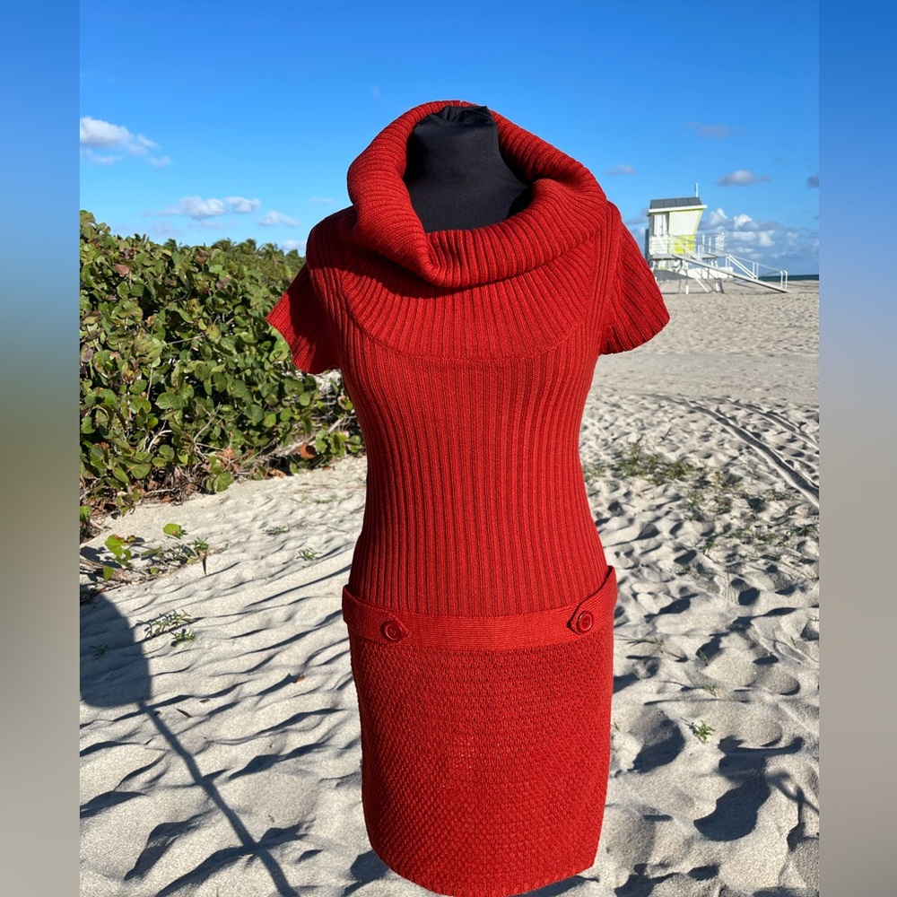 Chesley Knit Dress Cowl Neck 70’s Vibe M